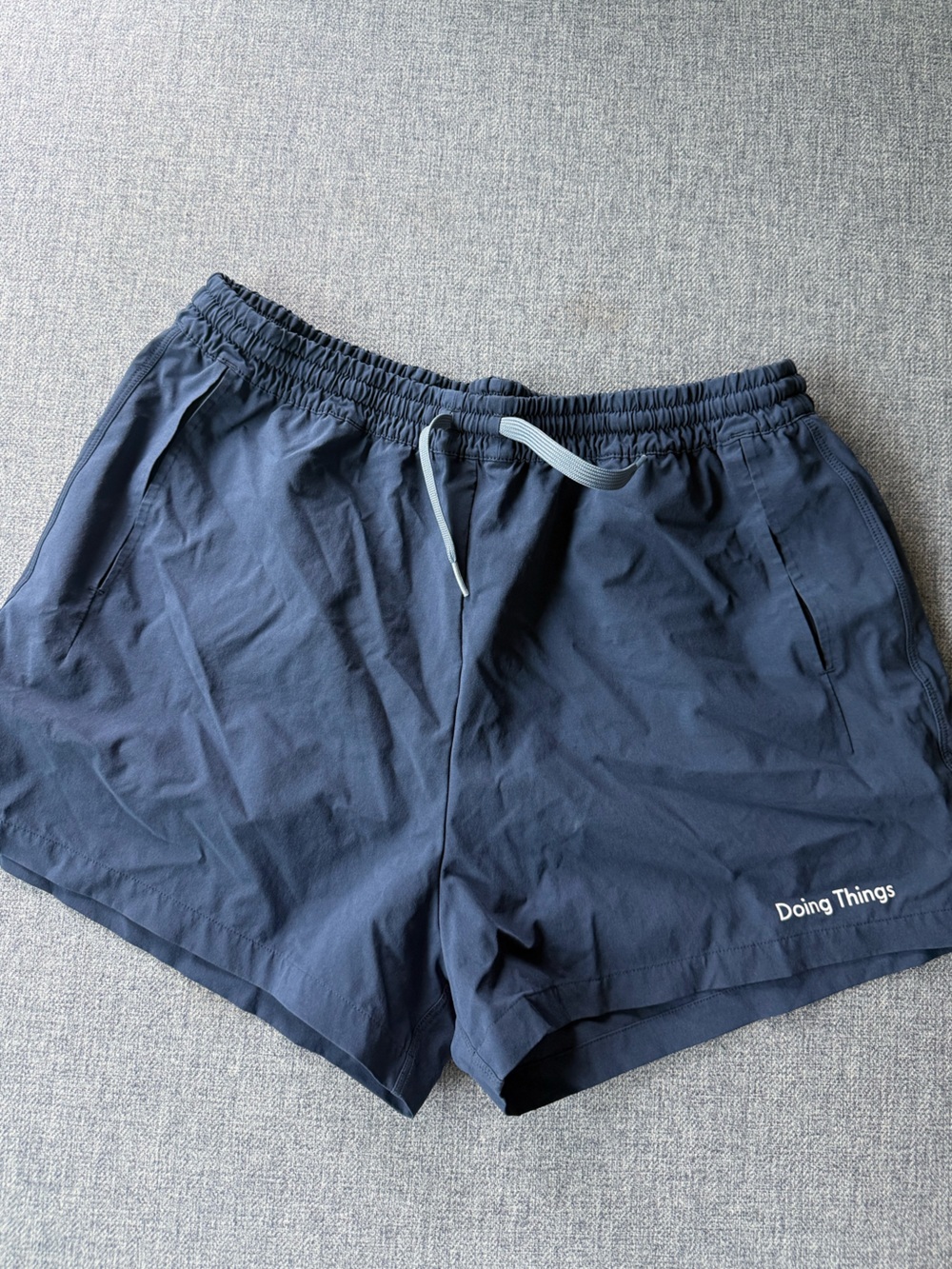Outdoor Voices Navy Blue Elastic-Waist Athletic Shorts